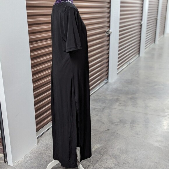 G.i.l.i. Size Large Black Short Sleeve Maxi Dress with Slit - Picture 7 of 9